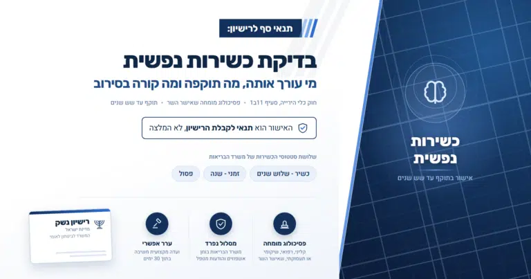 בדיקת כשירות נפשית לרישיון נשק - מי עורך אותה ומה תוקף האישור